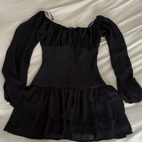 Forever 21 Corset Black Long Sleeve Dress - Picture 1 of 4